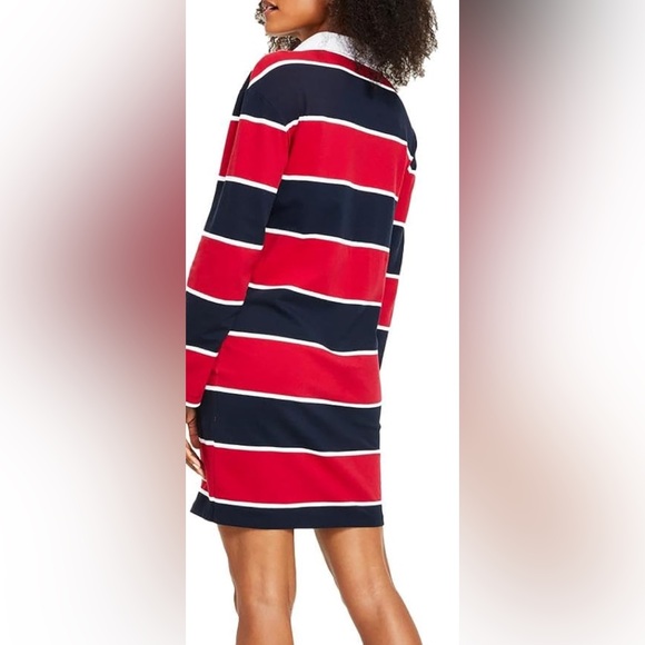 Tommy Hilfiger Women's Rugby Collared Dress Red and Black Size Large - Picture 2 of 11